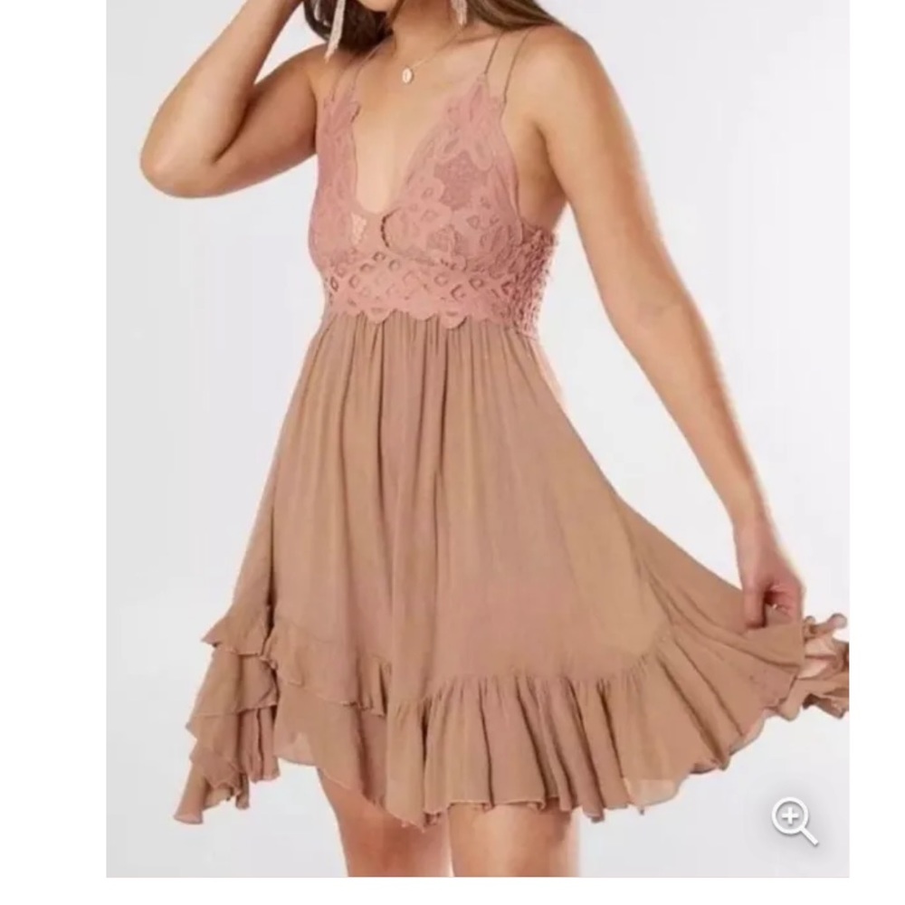 FREE PEOPLE ADELL TWO-TONED SLIP DRESS ROSE SIZE XS